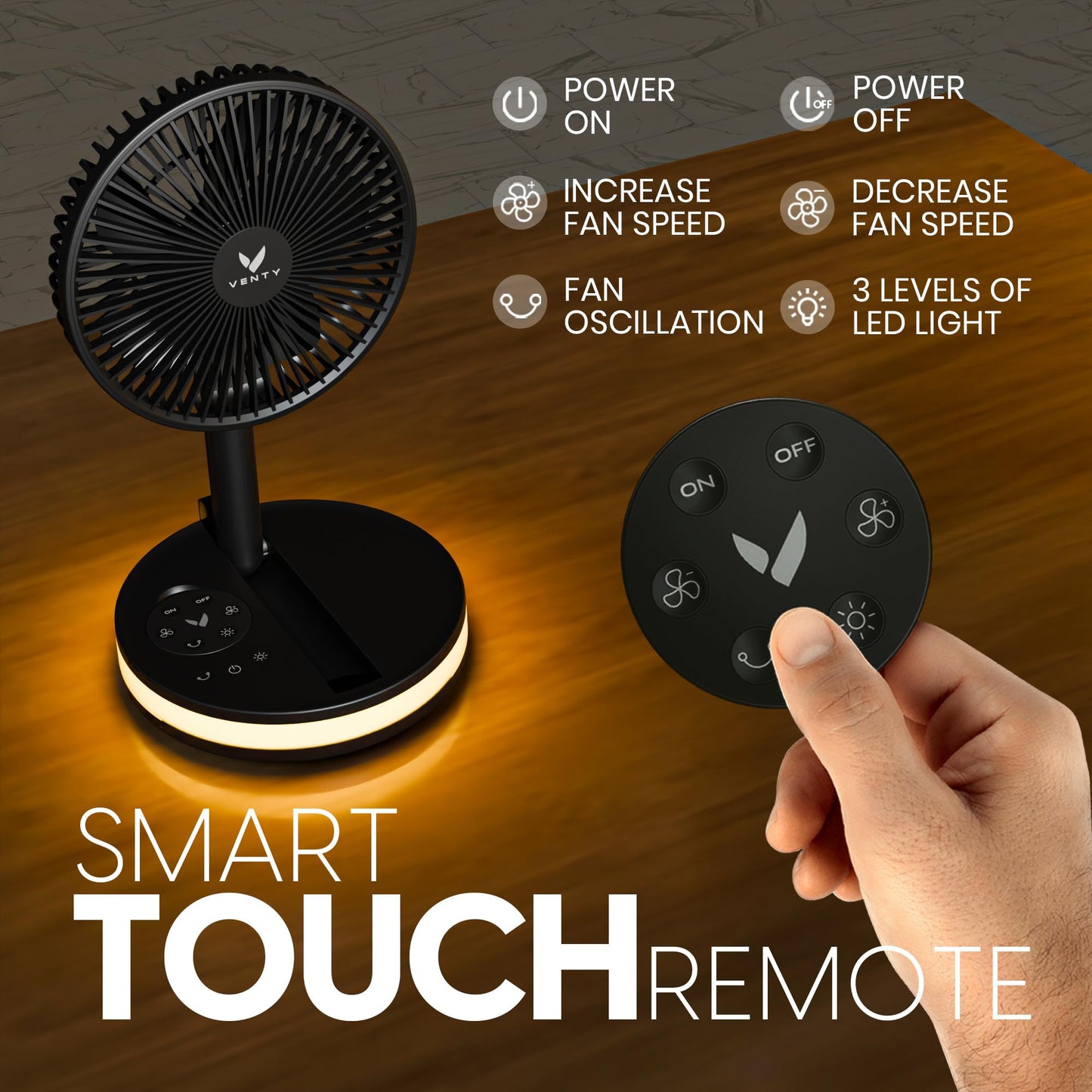 Portable Rechargeable Fan with Remote Control