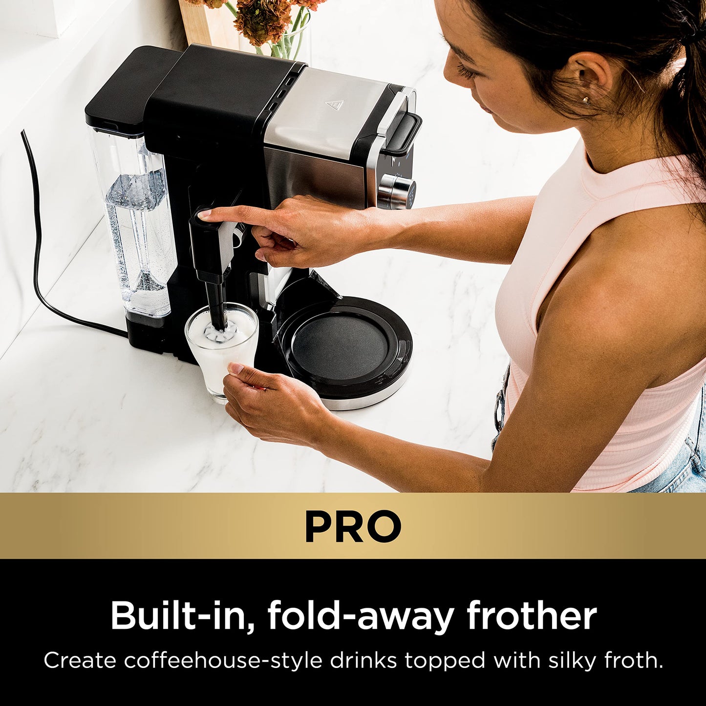 Dual Brew Coffee Maker with Frother and Pod Compatibility